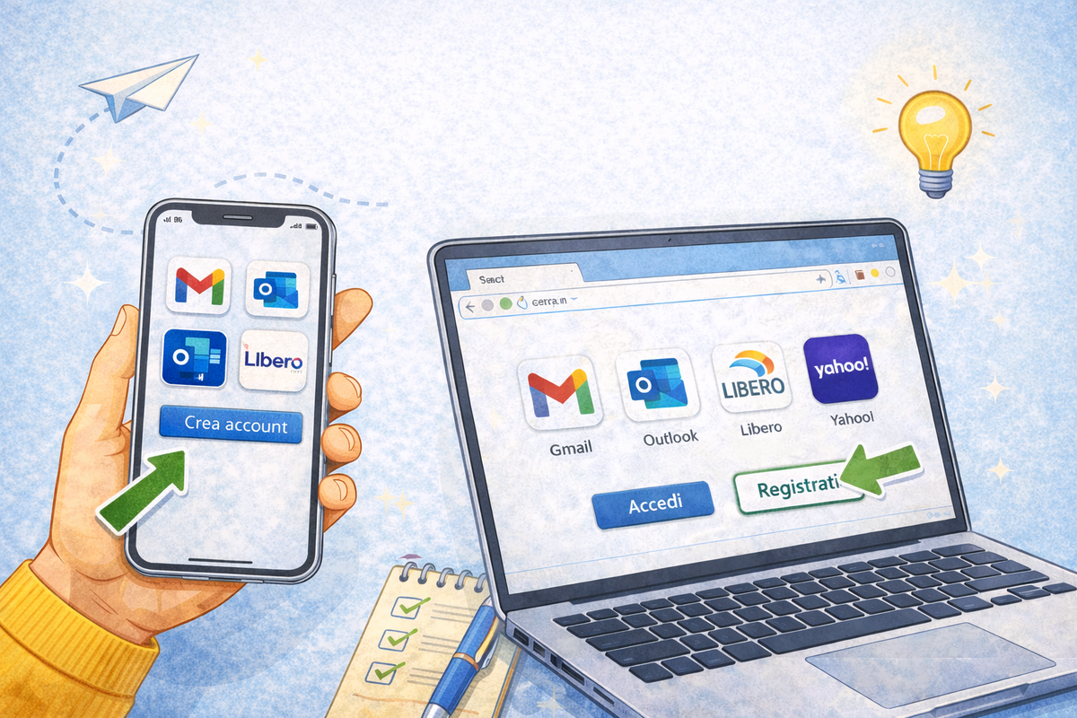 Pulsante per creare un nuovo account email