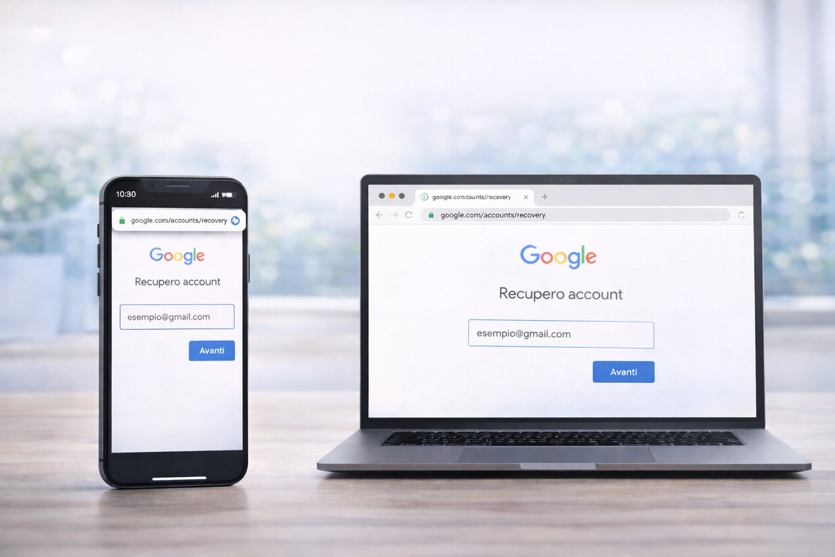 Campo dove inserire l’indirizzo Gmail per il recupero dell’account