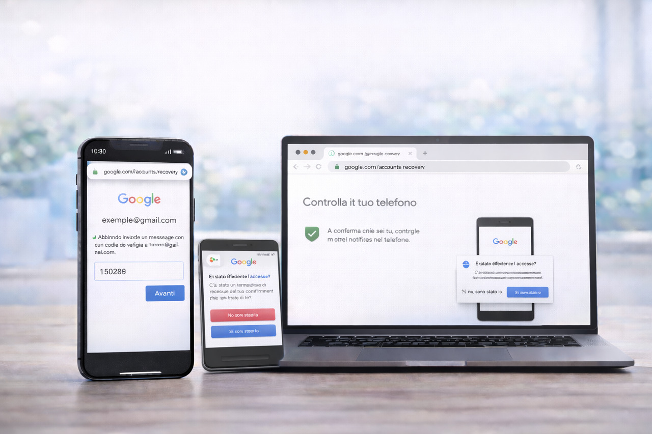 Verifica di sicurezza Google durante il recupero della password