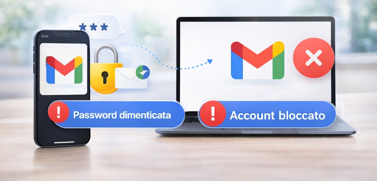 Schermata che rappresenta i diversi problemi di accesso a Gmail