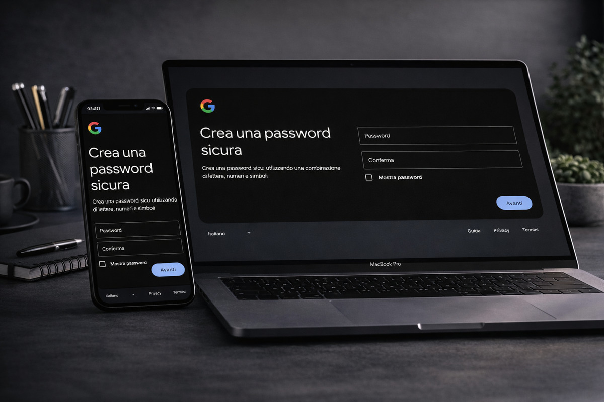 Creazione della password durante la registrazione Gmail