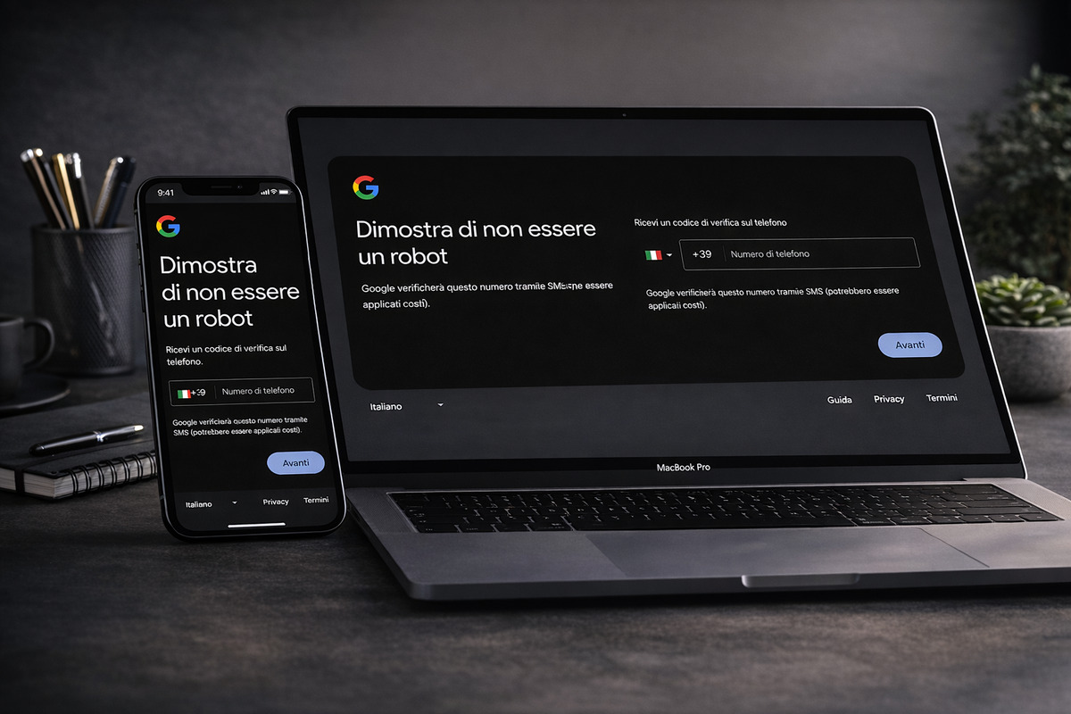 Verifica del numero di telefono durante la creazione di Gmail