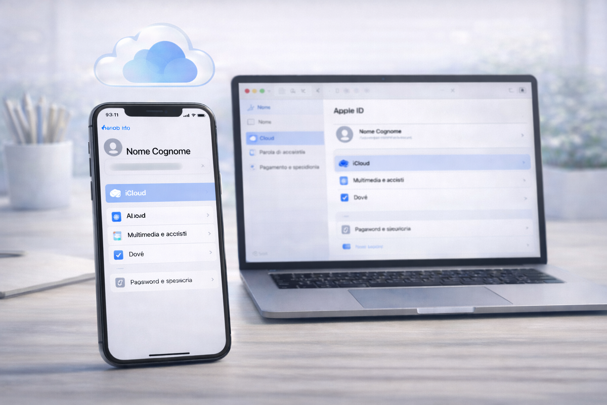 Sezione iCloud nelle impostazioni Apple