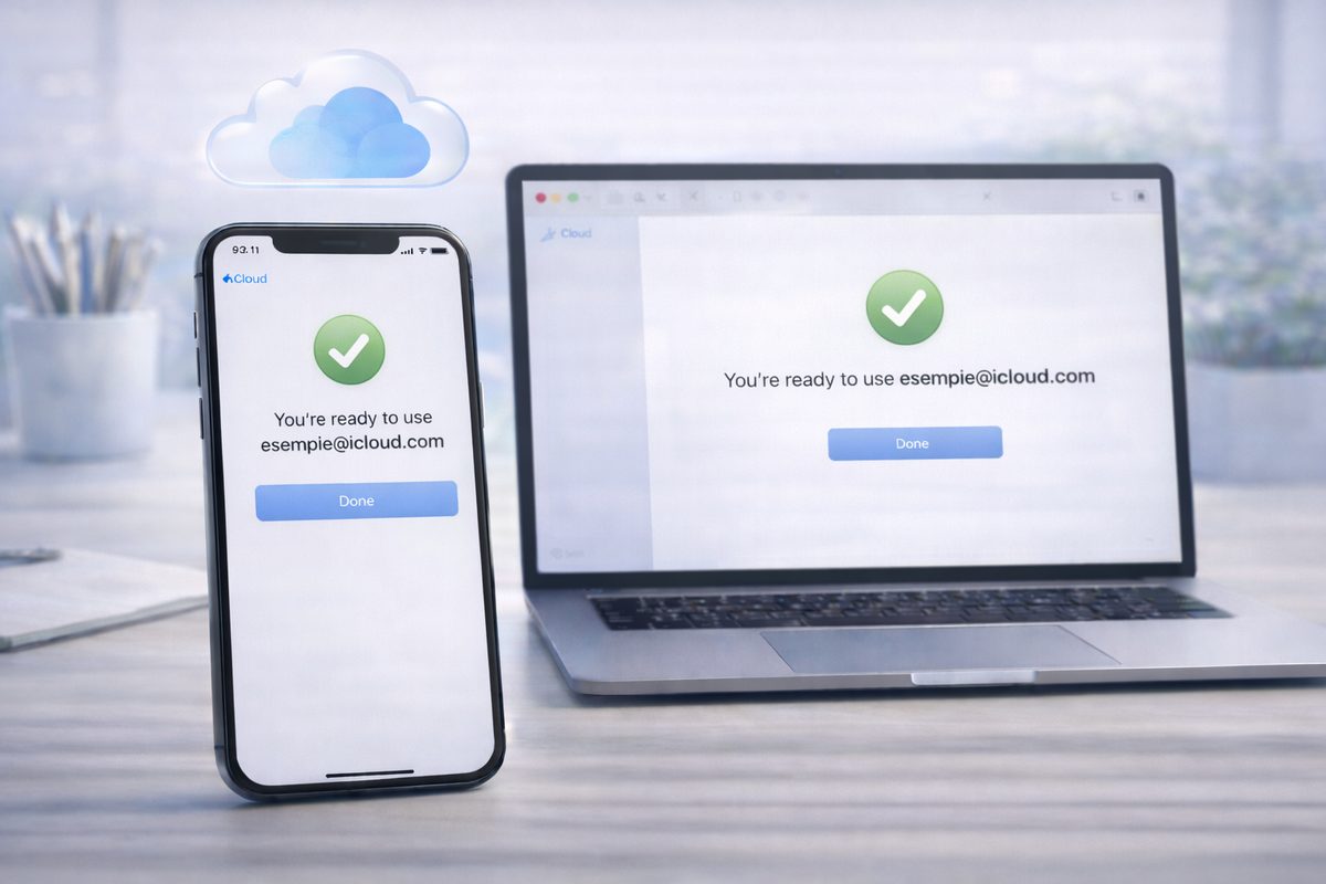 Conferma della creazione di una email iCloud Mail