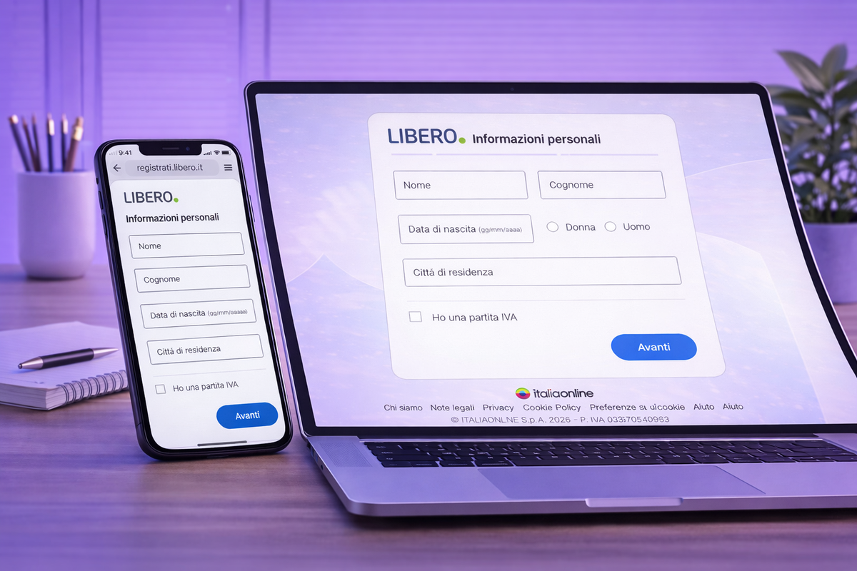 Compilazione dei dati personali durante la registrazione Libero Mail