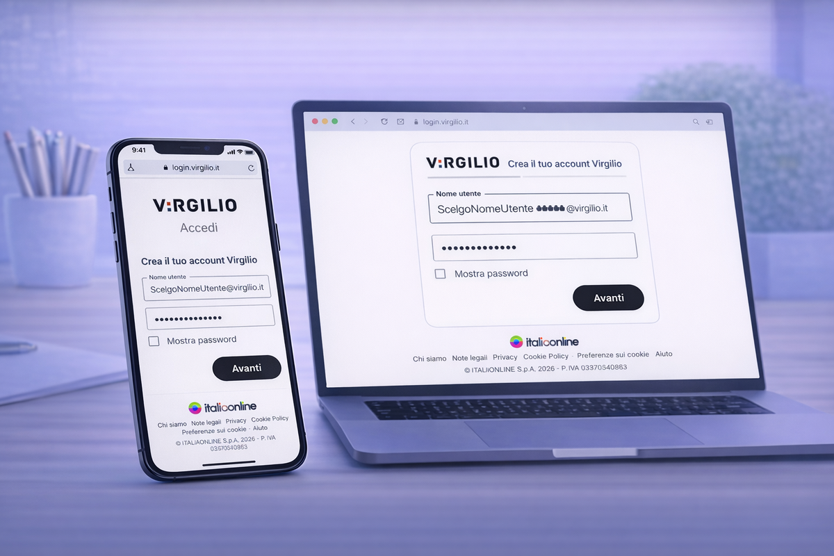 Scelta del nome utente e della password per Virgilio Mail
