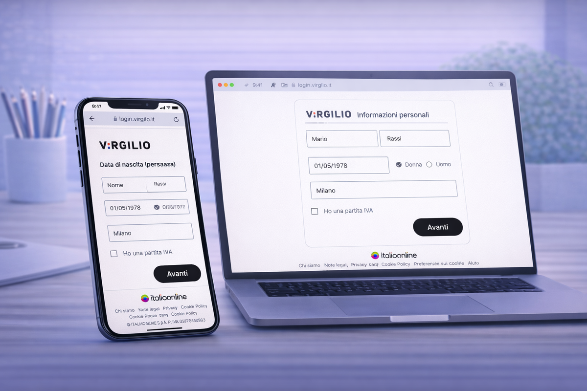 Compilazione dei dati personali durante la registrazione Virgilio Mail