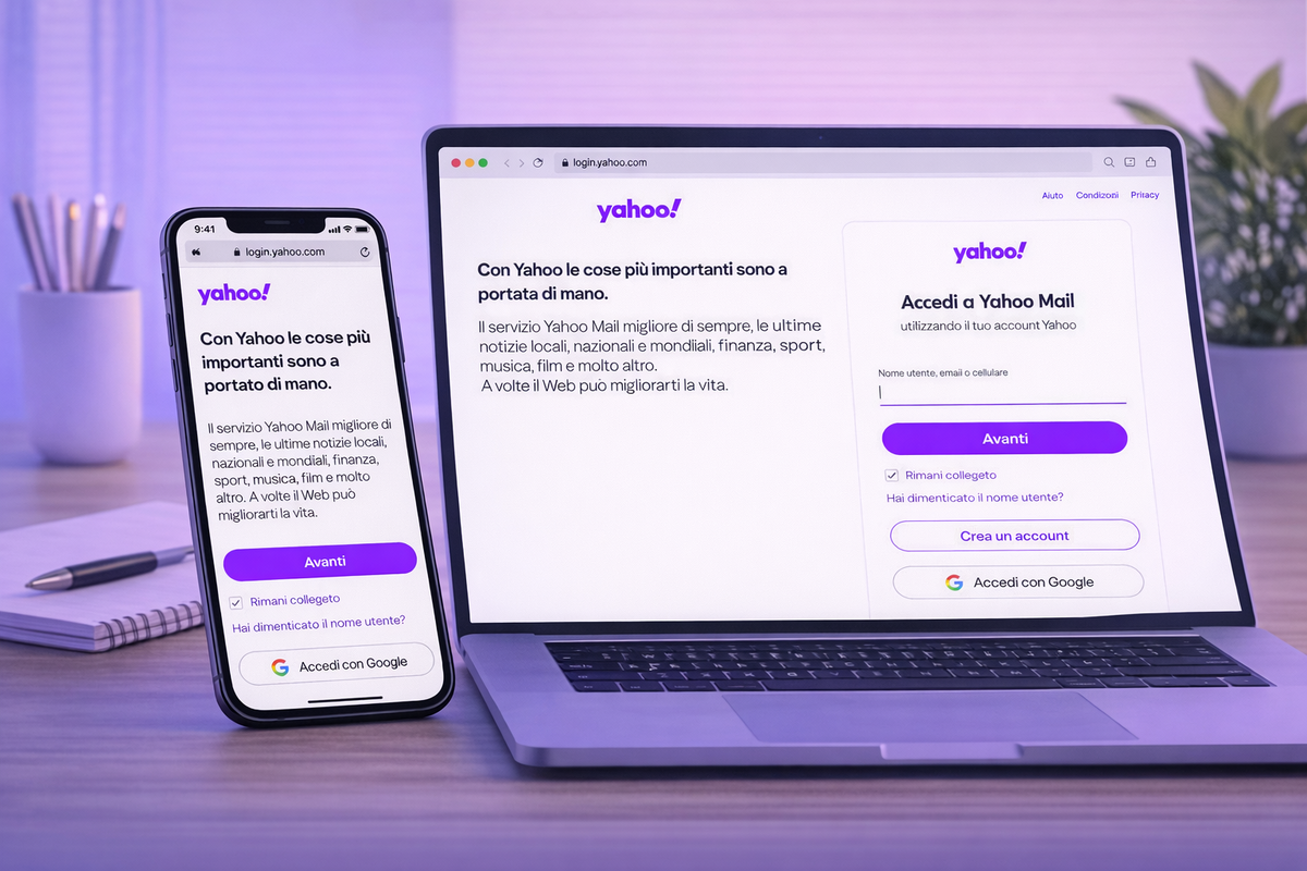 Sito ufficiale Yahoo Mail aperto per creare un nuovo account