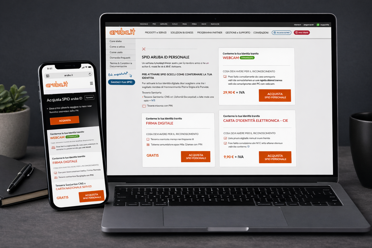 Scelta del metodo di riconoscimento Aruba ID