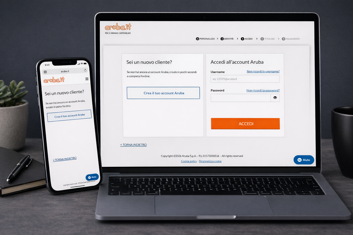 Accesso o registrazione account Aruba