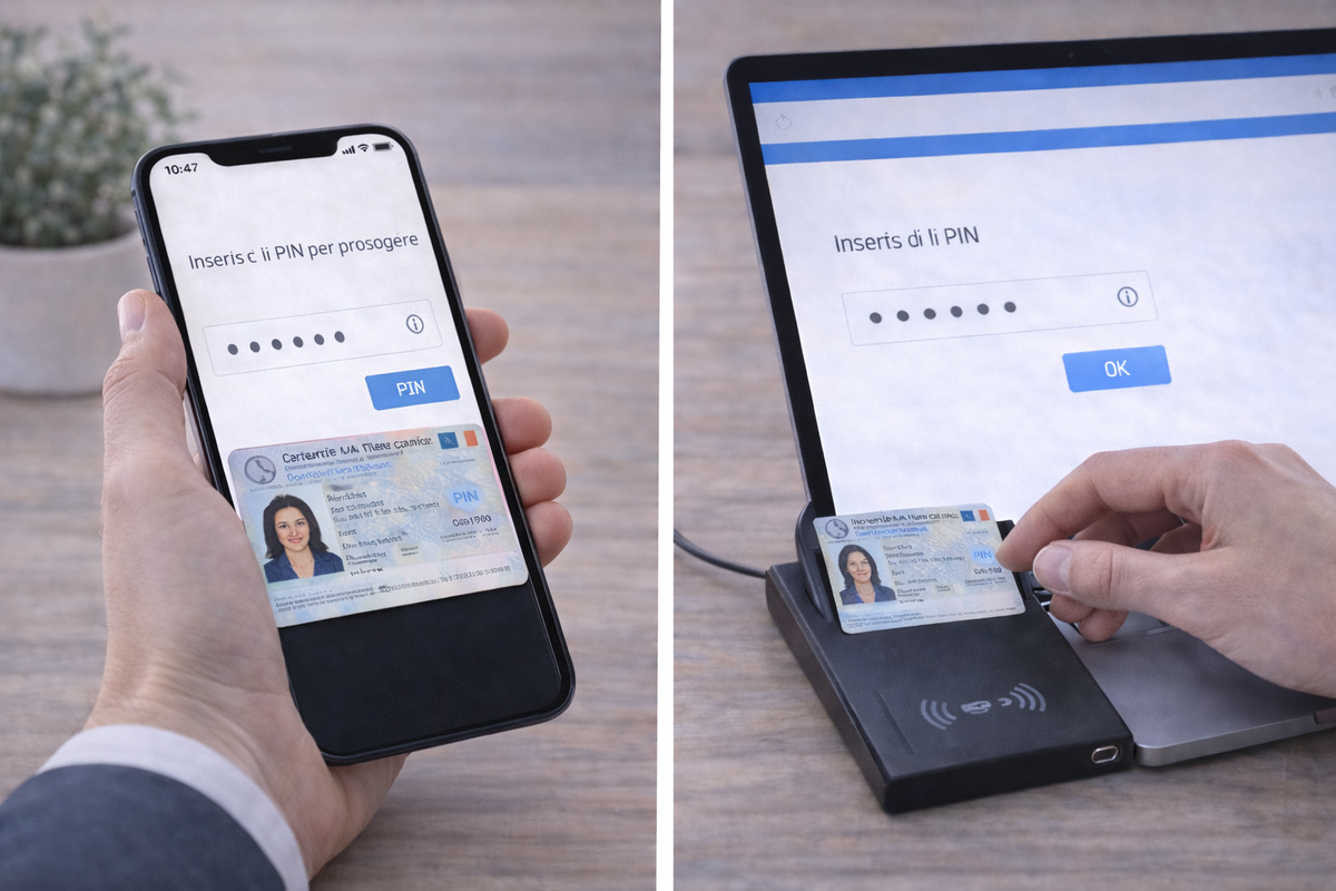 Lettura della carta d’identità elettronica per completare l’accesso