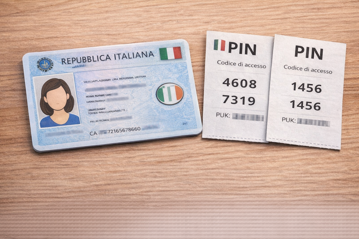 Carta d’identità elettronica con PIN necessario per iniziare la procedura