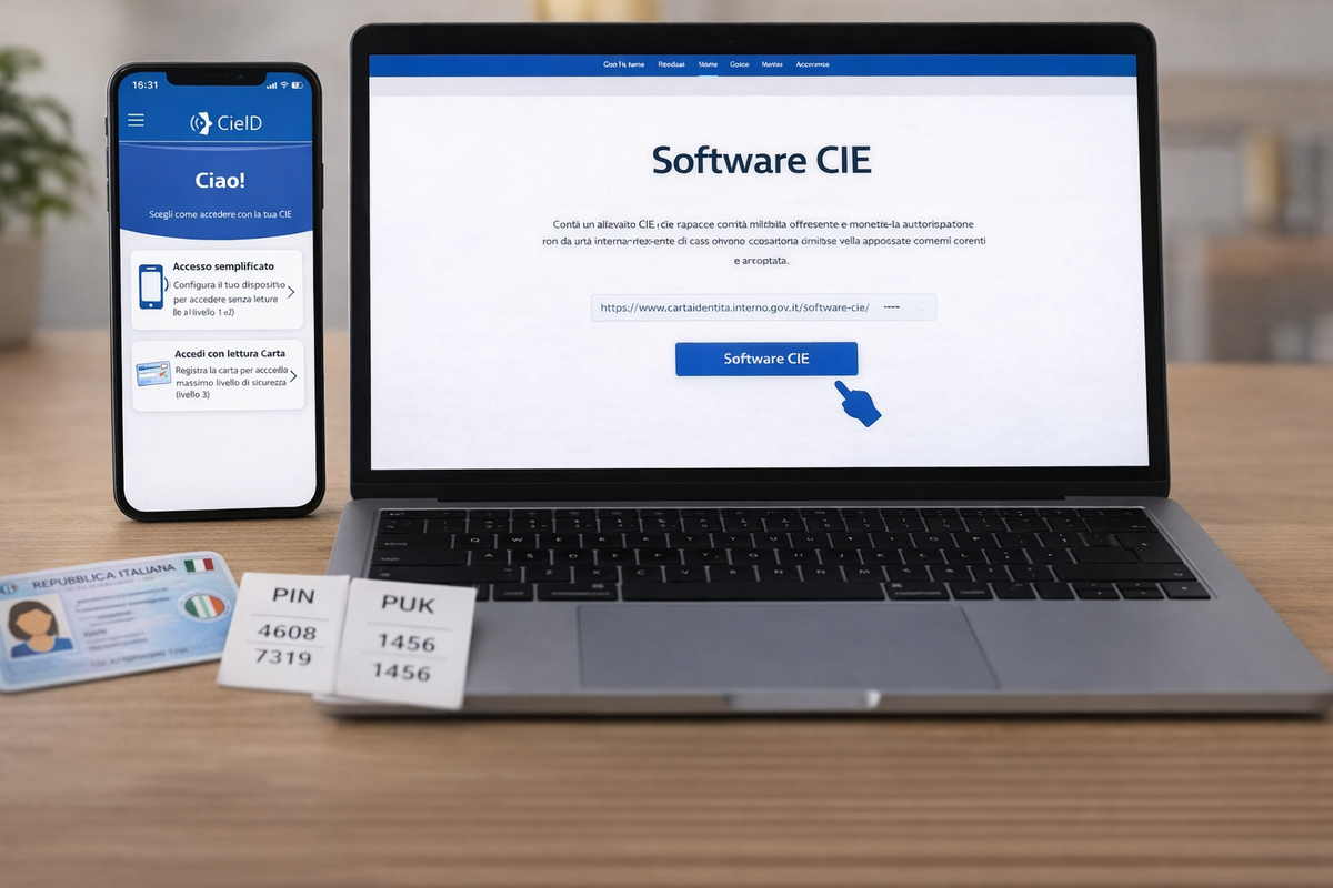 Download dell’app CieID o apertura delle istruzioni ufficiali per PC
