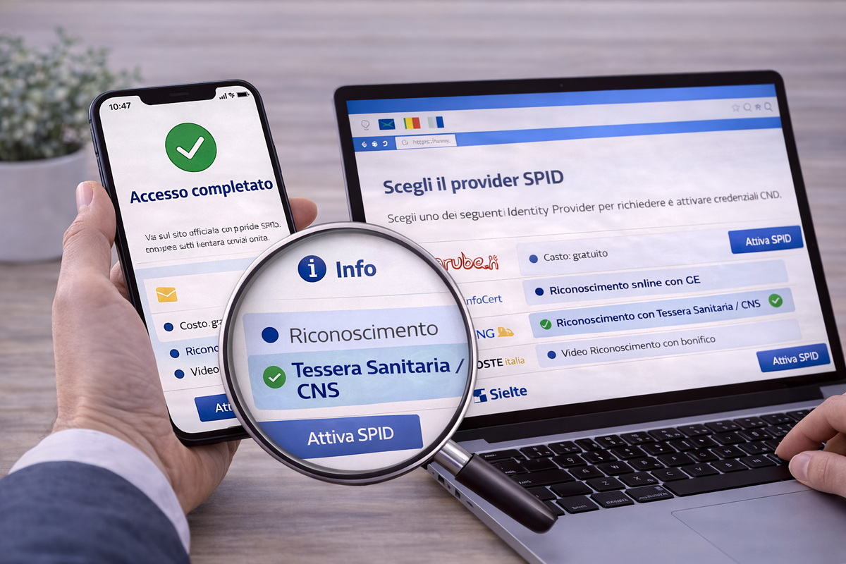 Scelta del provider SPID che supporta il riconoscimento con CNS