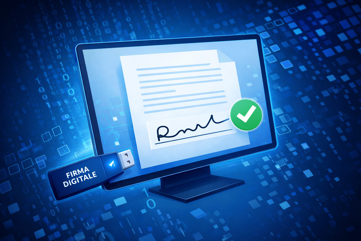 Persona che richiede lo SPID online usando la firma digitale da computer