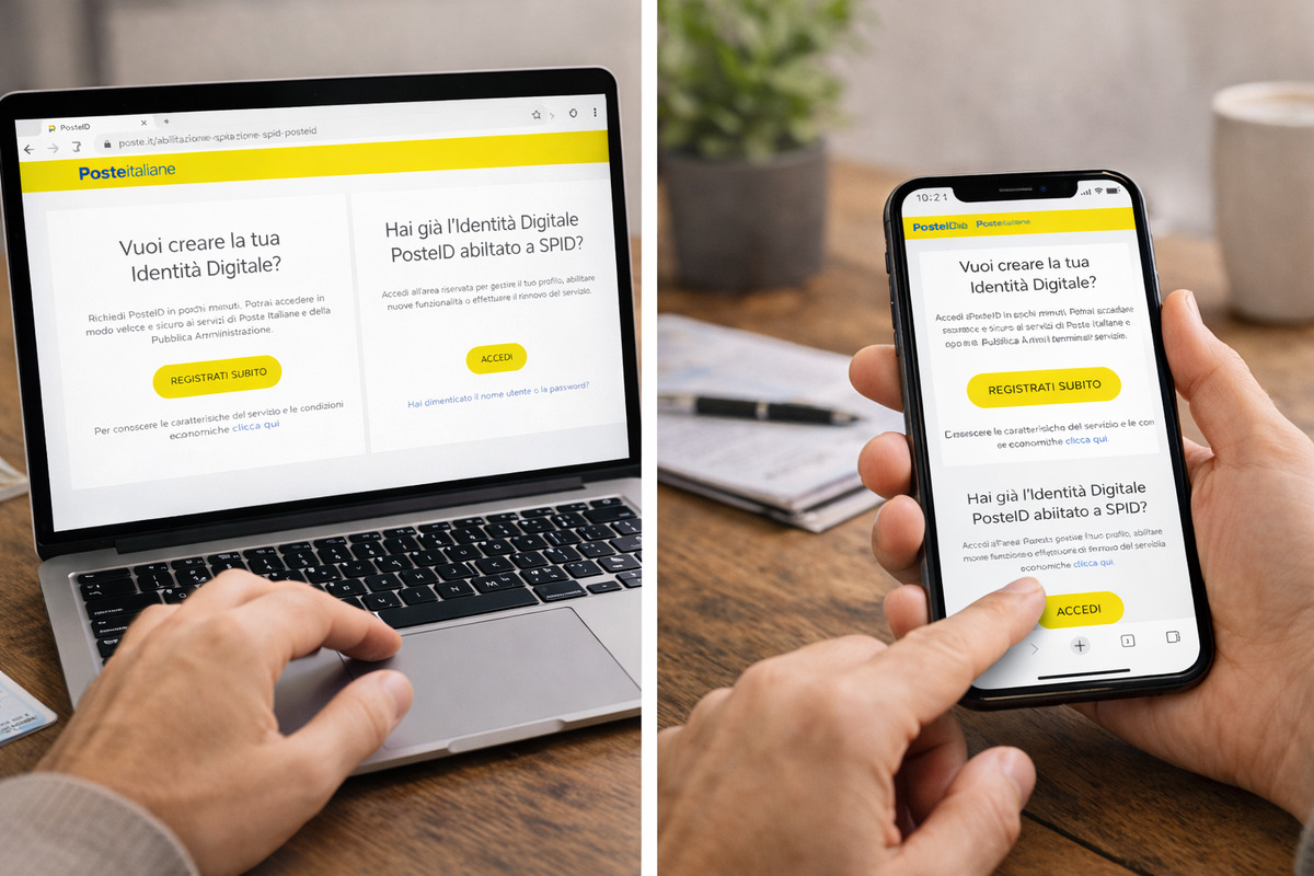 Pagina iniziale PosteID per la richiesta dello SPID