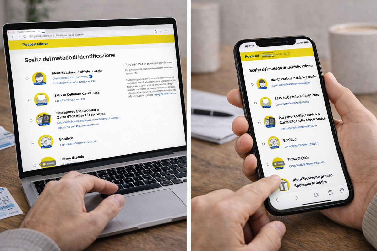 Scelta del metodo di identificazione su PosteID