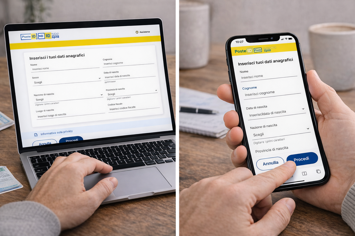 Compilazione dei dati personali nella registrazione PosteID