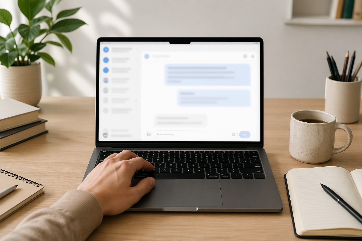 Persona che usa l’intelligenza artificiale da computer in modo semplice
