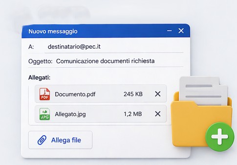 Aggiunta corretta degli allegati in un messaggio PEC