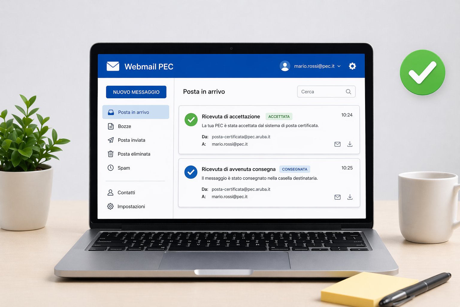 Lettura delle ricevute di accettazione e consegna PEC