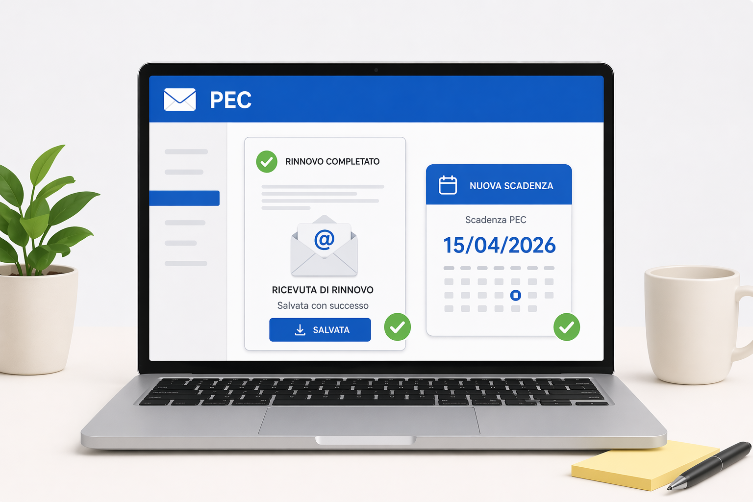Verifica della nuova scadenza e salvataggio della conferma di rinnovo PEC