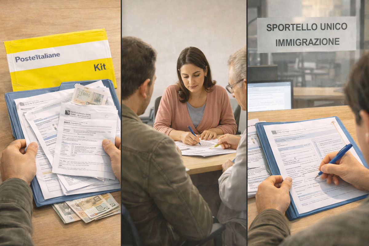 Kit a banda gialla per il primo rilascio del permesso di soggiorno