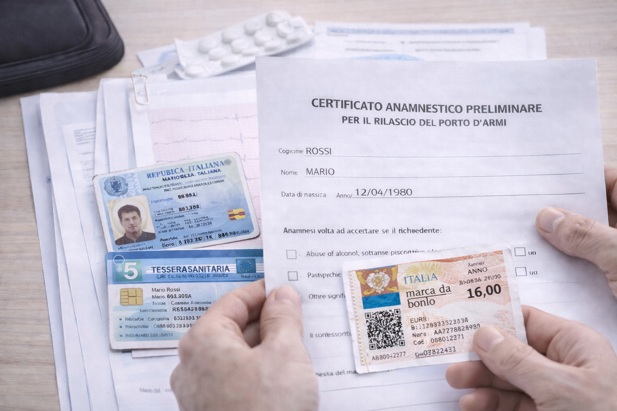 Documenti pronti per la visita medico legale del porto d’armi