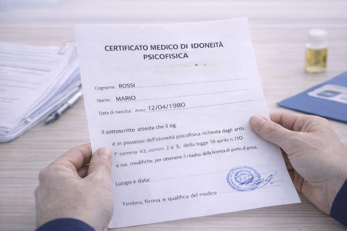 Controllo del certificato medico finale per porto d’armi