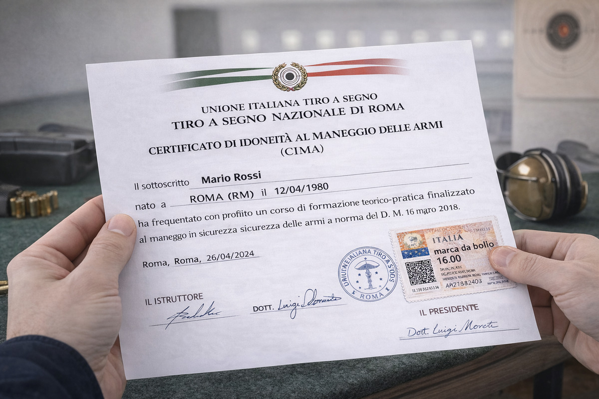 Certificato di idoneità al maneggio delle armi per la pratica