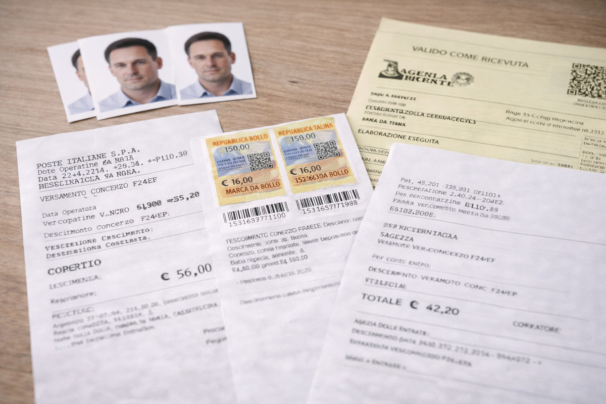 Foto tessera, marche da bollo e ricevute per il porto d’armi uso caccia