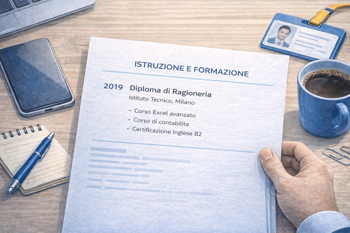 Inserimento di studio e formazione nel curriculum vitae