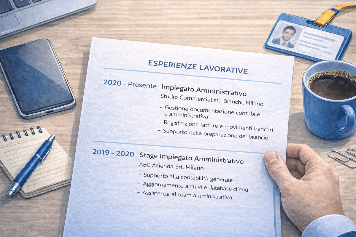 Inserimento delle esperienze lavorative o formative nel curriculum